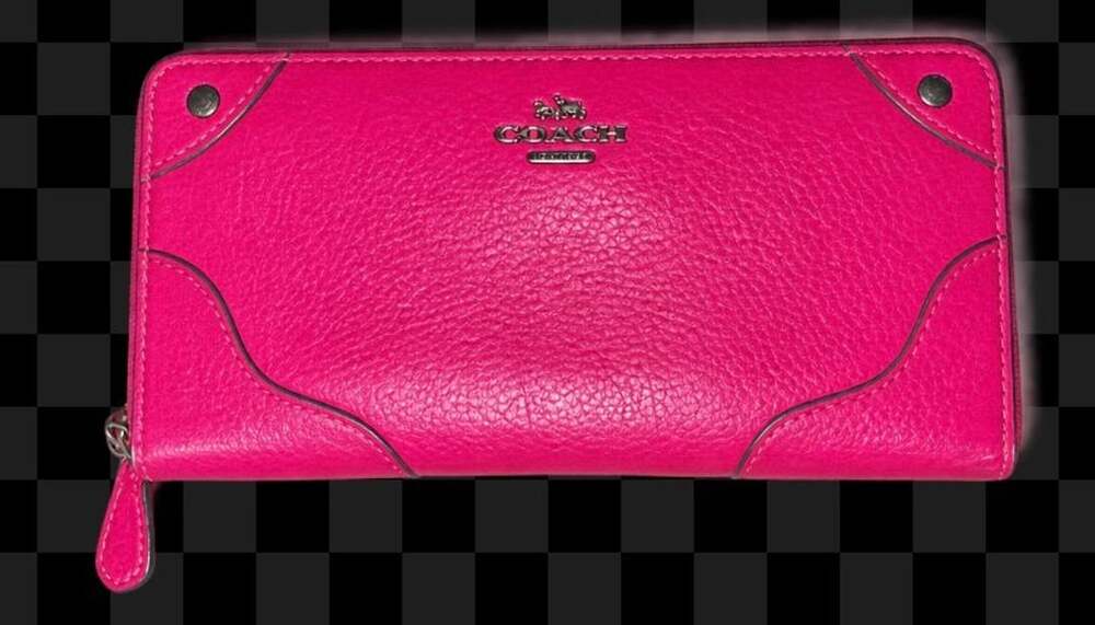 Coach Fuchsia Pink Leather Zip Around Wallet